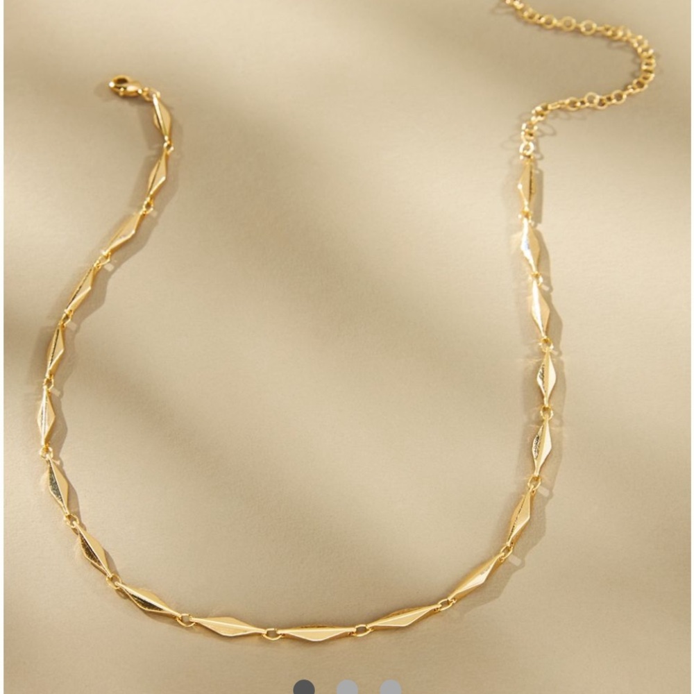 Anthropologie Shimmering Gold Faceted Link Necklace